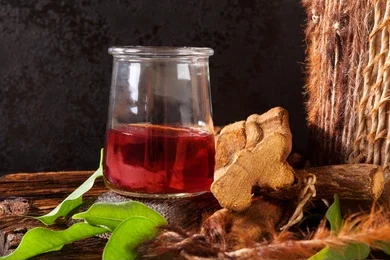 Ayahuasca brew in a transparent glas